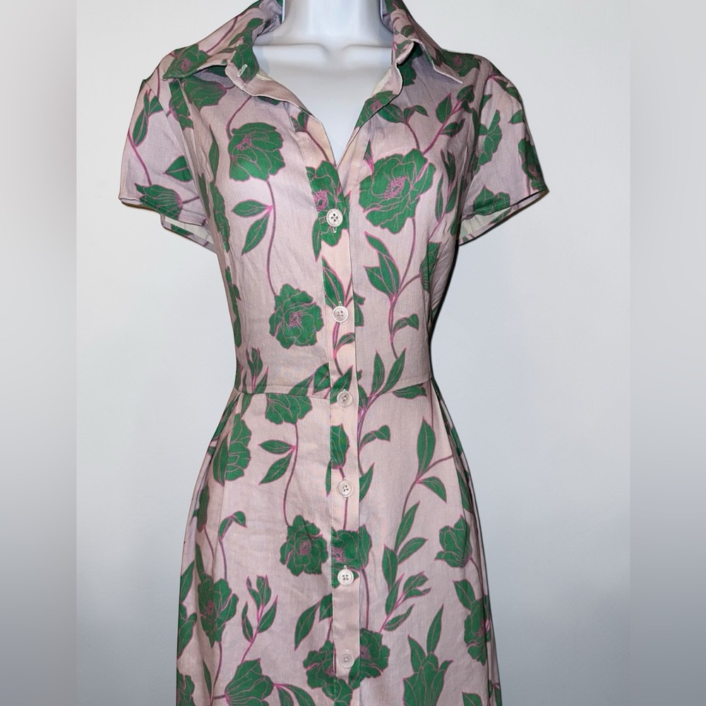 Favorite Daughter- Sunday Best Dress Floral Pink and Green Midi Size Medium - Picture 6 of 7